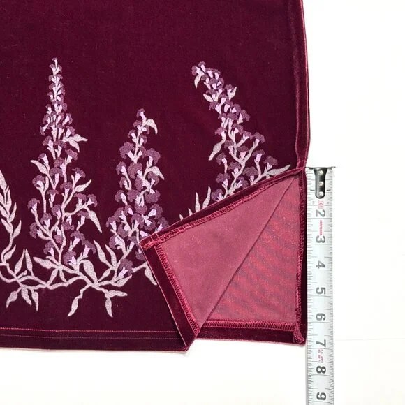 Vtg Y2K Velvet Floral Pencil Skirt Stretch Burgundy Witchy Whimsigoth - Picture 13 of 13